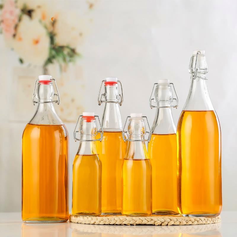 250ml 500ml 750ml 1000ml glass bottle snap bottle with stainless steel swing lid