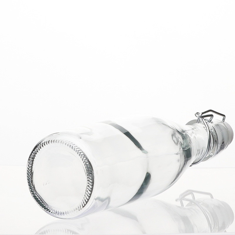 250ml 500ml 750ml 1000ml round square clear transparent carbonated buckle sealed glass beer bottle with flip top