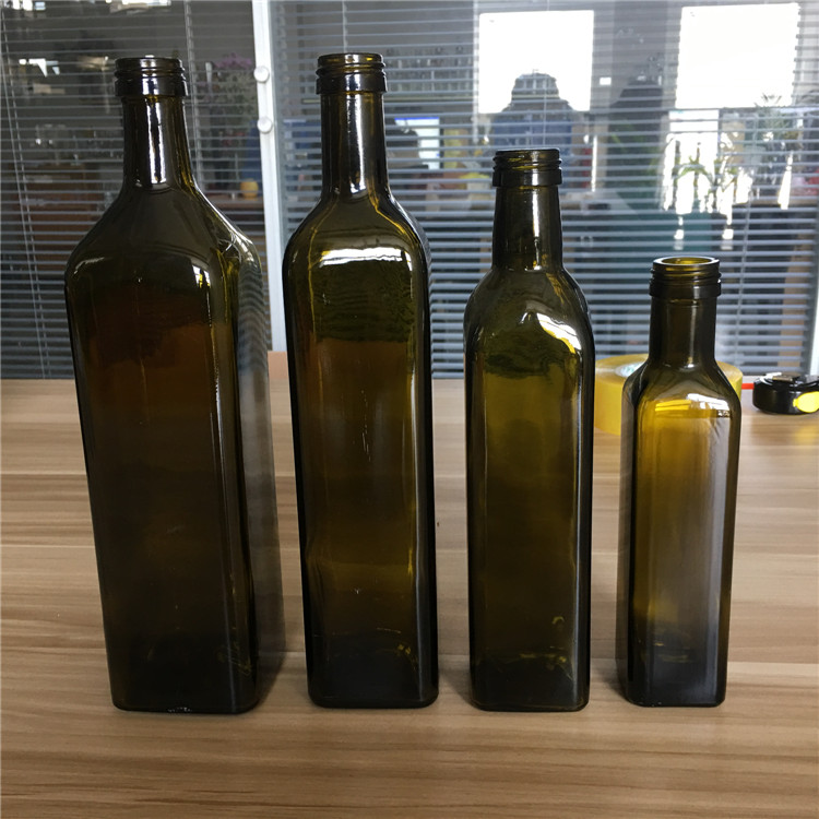 250ml 500ml 750ml 1000ml square amber glass bottels for coconut oil storage
