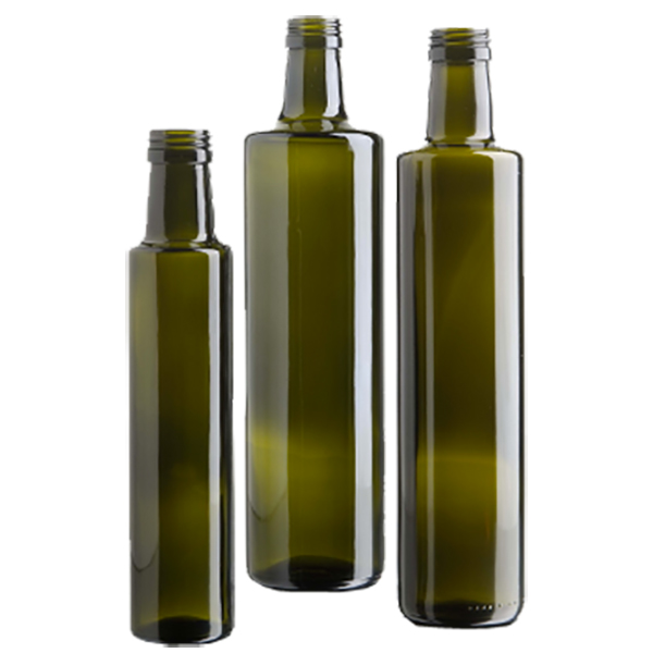 250ml 500ml 750ml 1L Dark Green Dorica Round  Olive Oil Glass Bottle With Lids