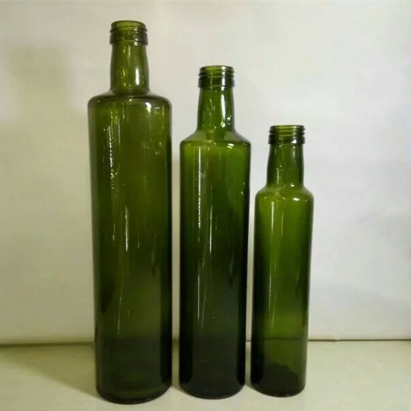 250ml 500ml 750ml 1L Dark Green Dorica Round Olive Oil Glass Bottle With Lids