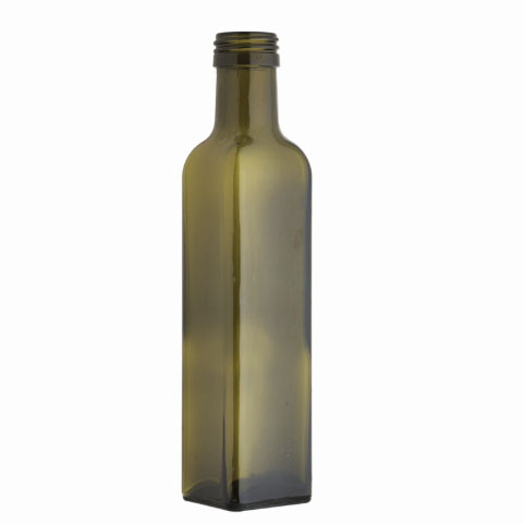 250ml 500ml 750ml Amber square shape olive oil glass bottle empty marasca glass bottle for olive oil