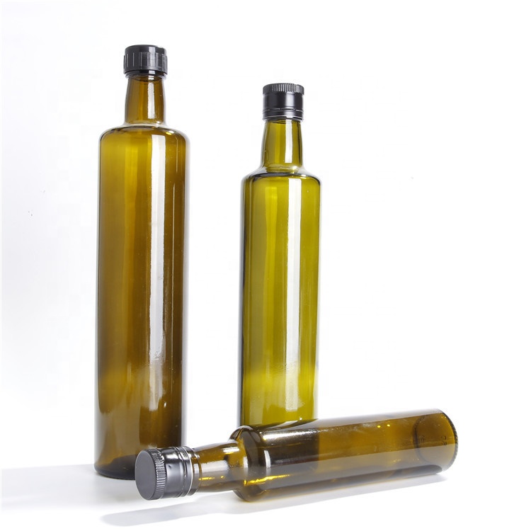 250ml 500ml 750ml Empty Amber Round Cooking Oil Packaging Vinegar Glass Bottles For Olive Oil