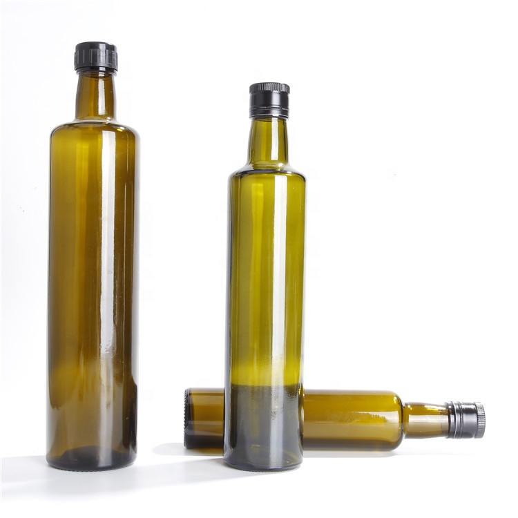 250ml 500ml 750ml Empty Amber Round Cooking Oil Packaging Vinegar Glass Bottles For Olive Oil