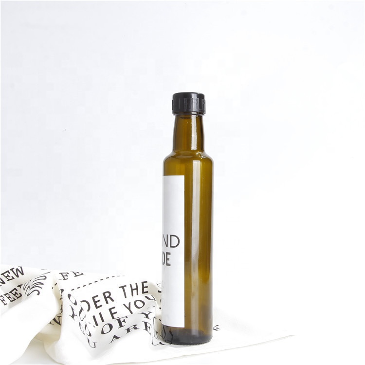 250ml 500ml 750ml Empty Amber Round Cooking Oil Packaging Vinegar Glass Bottles For Olive Oil