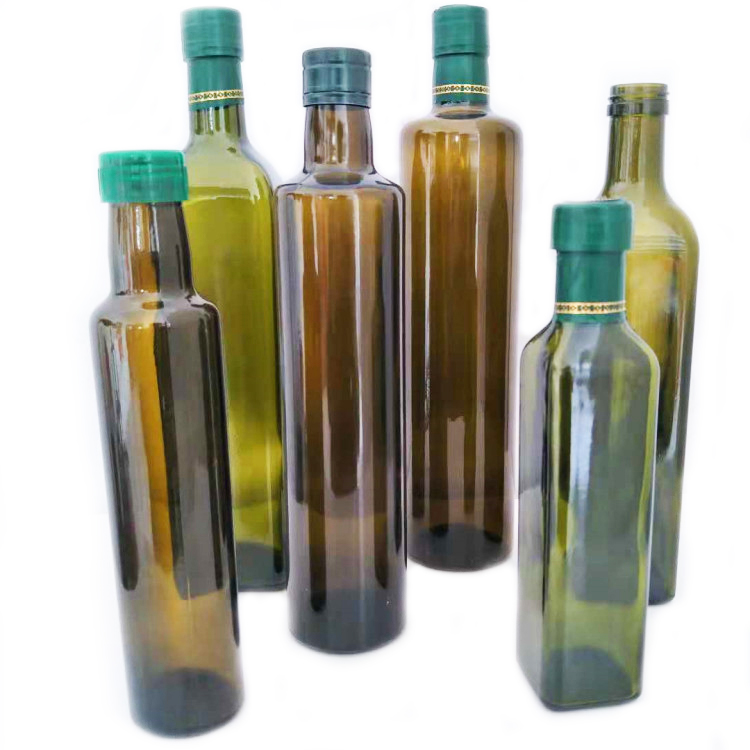 250ml 500ml 750ml Empty Marasca Edible Oil Bottle Green Glass Olive Oil Bottles with lid