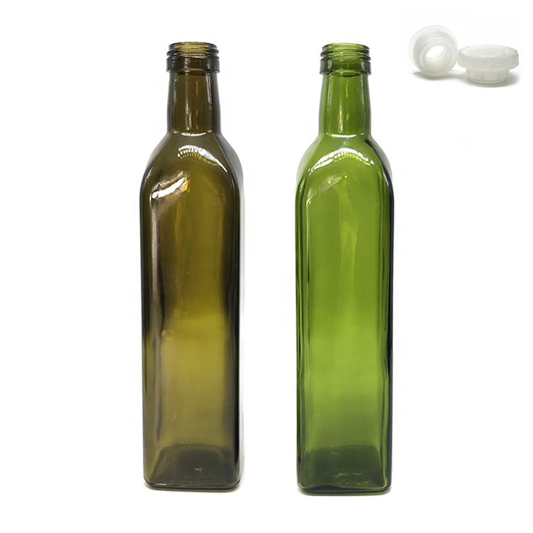 250ml 500ml 750ml Empty Marasca Edible Oil Bottle Green Glass Olive Oil Bottles with lid