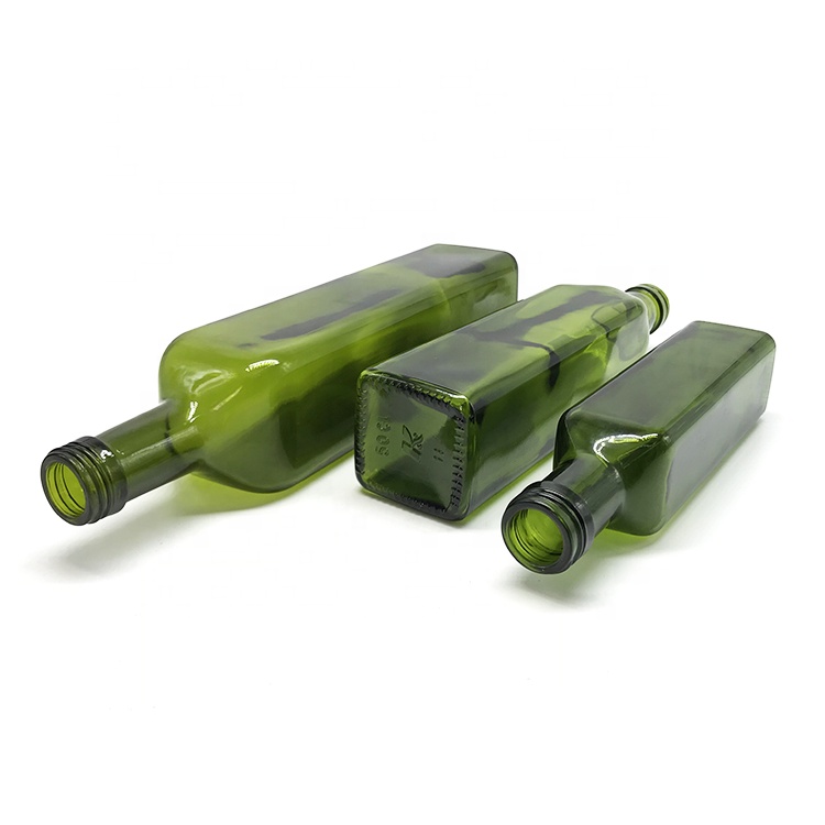 250ml 500ml 750ml Empty Marasca Edible Oil Bottle Green Glass Olive Oil Bottles with lid