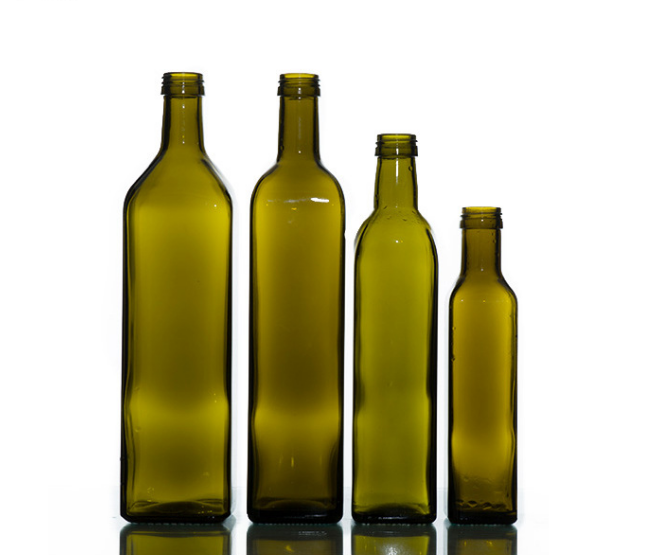 250ml 500ml 750ml Empty Marasca Edible Oil Bottle Green Glass Olive Oil Bottles with lid