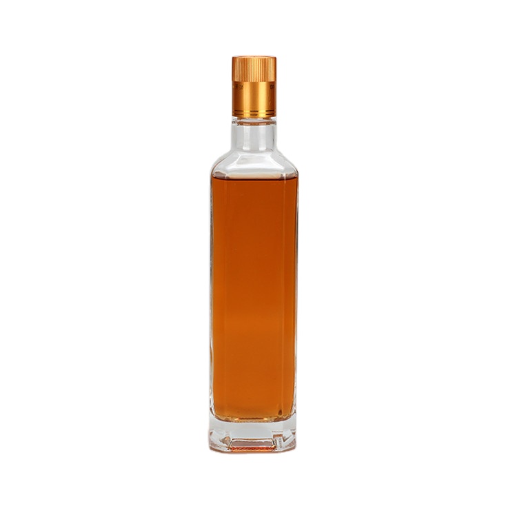 250ml 500ml 750ml Square Bottle Transparent Edible Olive Oil Glass Bottle With Metal Screw Cap