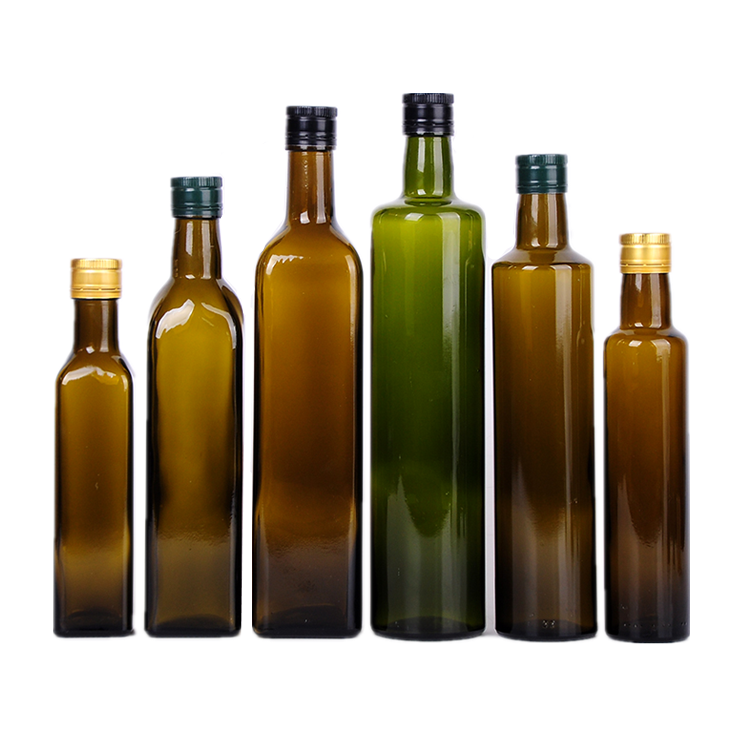 250ml 500ml 750ml amber and green cylindrical glass bottle for olive oil