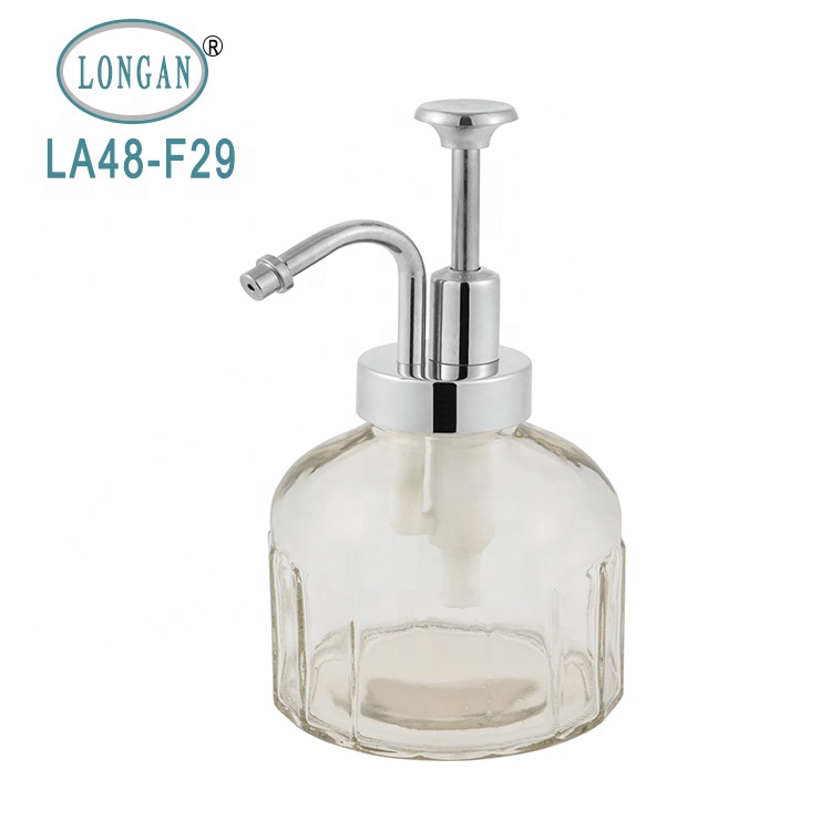 250ml 500ml Bathroom Aluminum Bottle Airless Spray Pump Amber Soap Glass Bottle With 28mm Cosmetic Lotion Pump