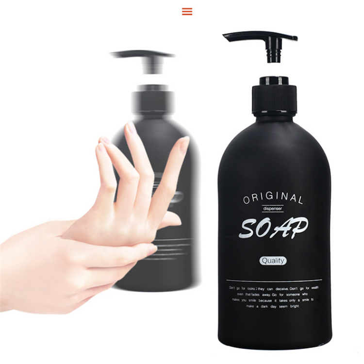 250ml 500ml Black round boston liquid soap foam glass hand washing bottle with black poly cone lid