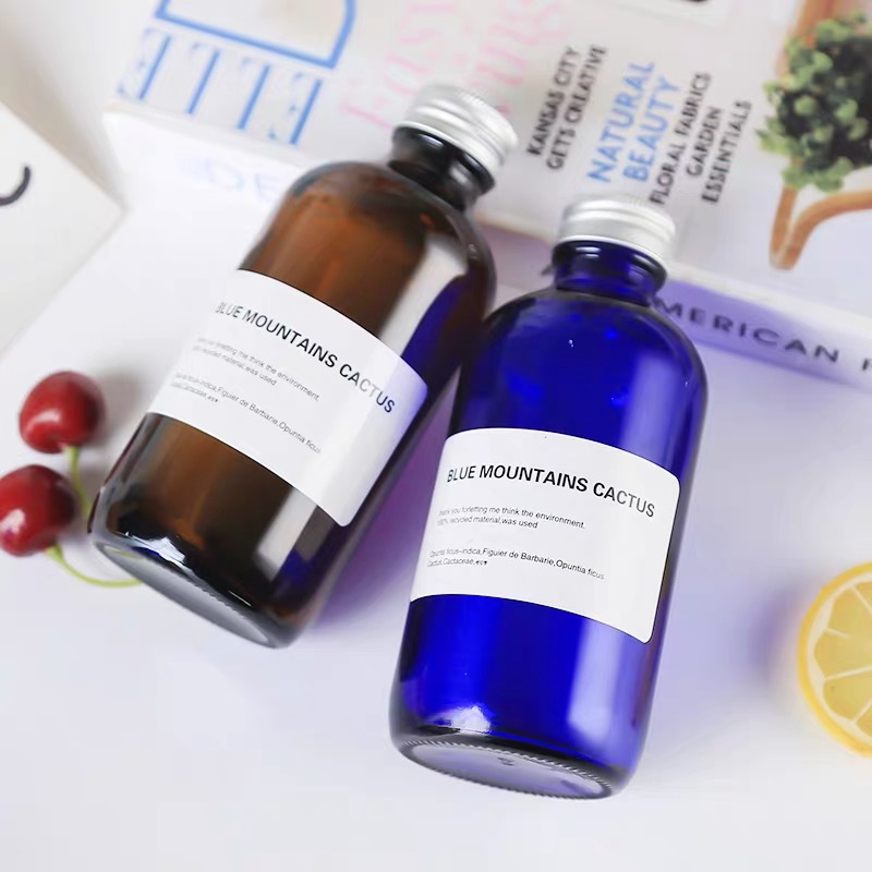 250ml,500ml Boston round shape glass bottle wine juice beverage bottle aluminum lid cap