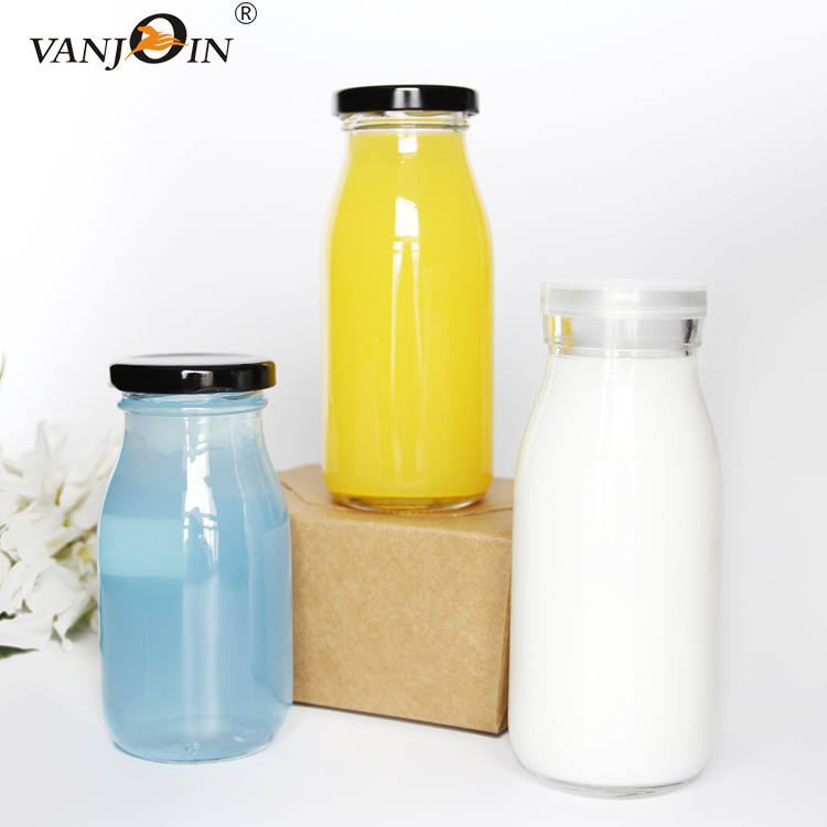 250ml 500ml Glass Bottle For Milk Round Glass Bottle With Lid