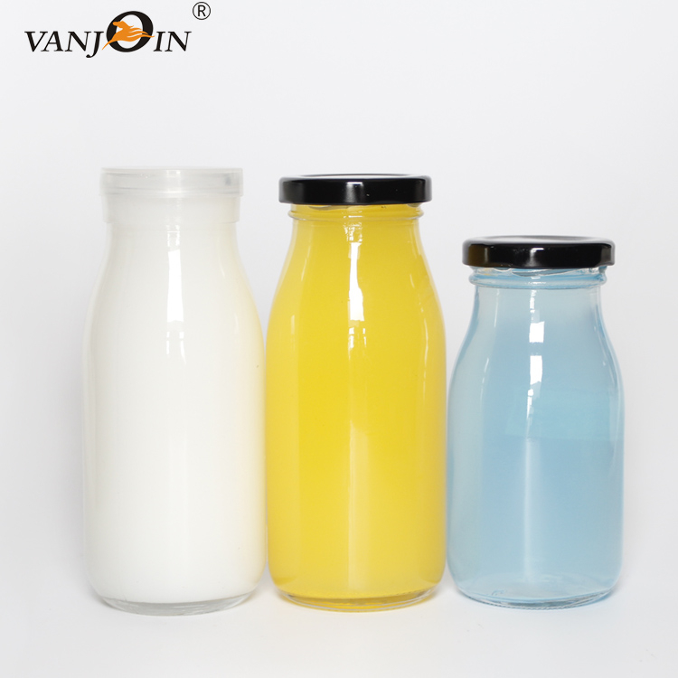 250ml 500ml Glass Bottle For Milk Round Glass Bottle With Lid