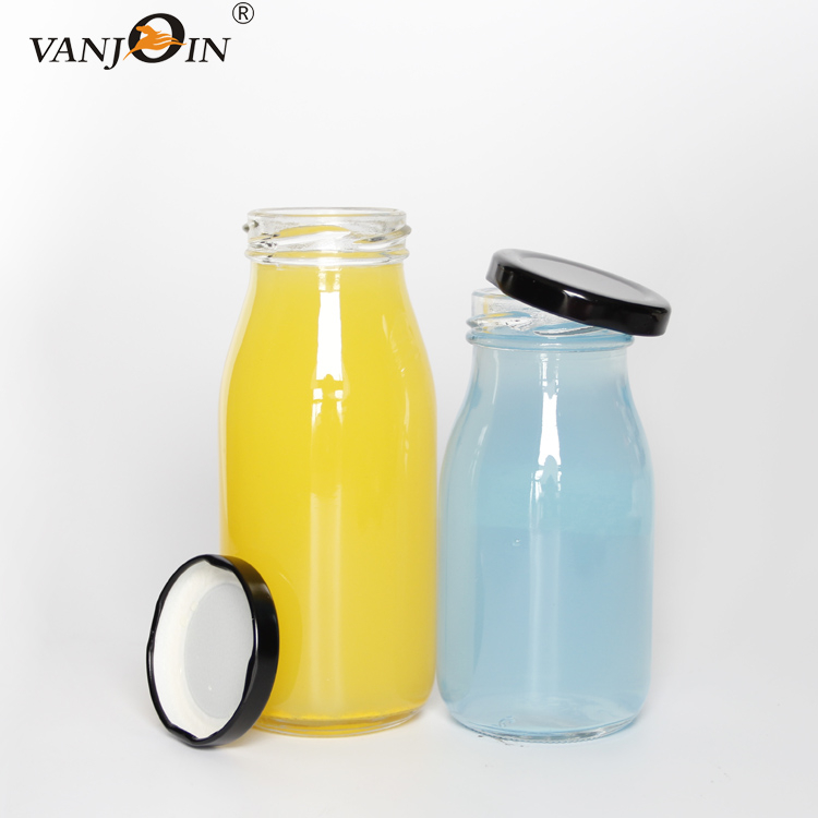 250ml 500ml Glass Bottle For Milk Round Glass Bottle With Lid