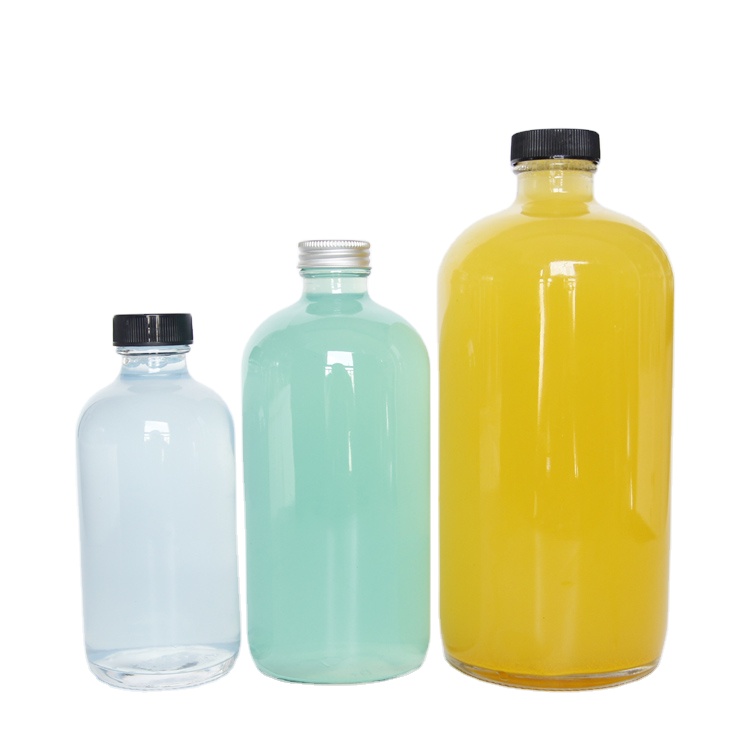 250ml 500ml Round Glass Bottle With Plastic Screw Lid For Beverage Juice