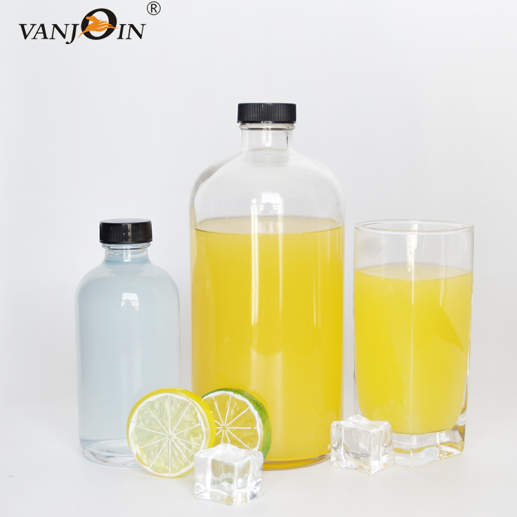 250ml 500ml Round Glass Bottle With Plastic Screw Lid For Beverage Juice