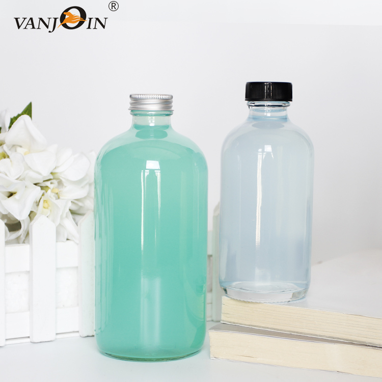 250ml 500ml Round Glass Bottle With Plastic Screw Lid For Beverage Juice