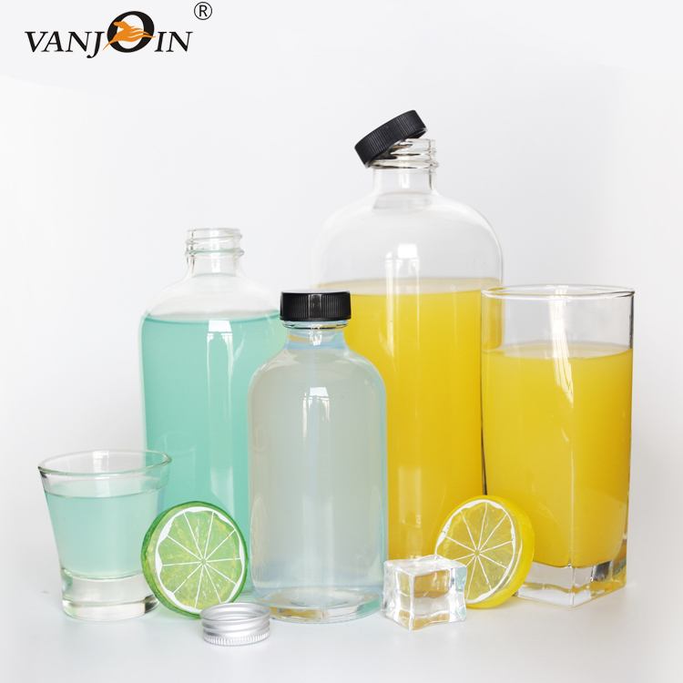 250ml 500ml Round Glass Bottle With Plastic Screw Lid For Beverage Juice