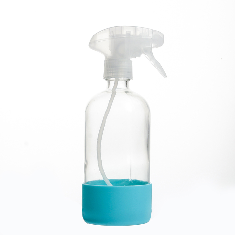 250ml 500ml Silicon Sleeve Bottom Anti-slip Glass Spray Bottle For Hand Sanitizer Cleaning Liquid