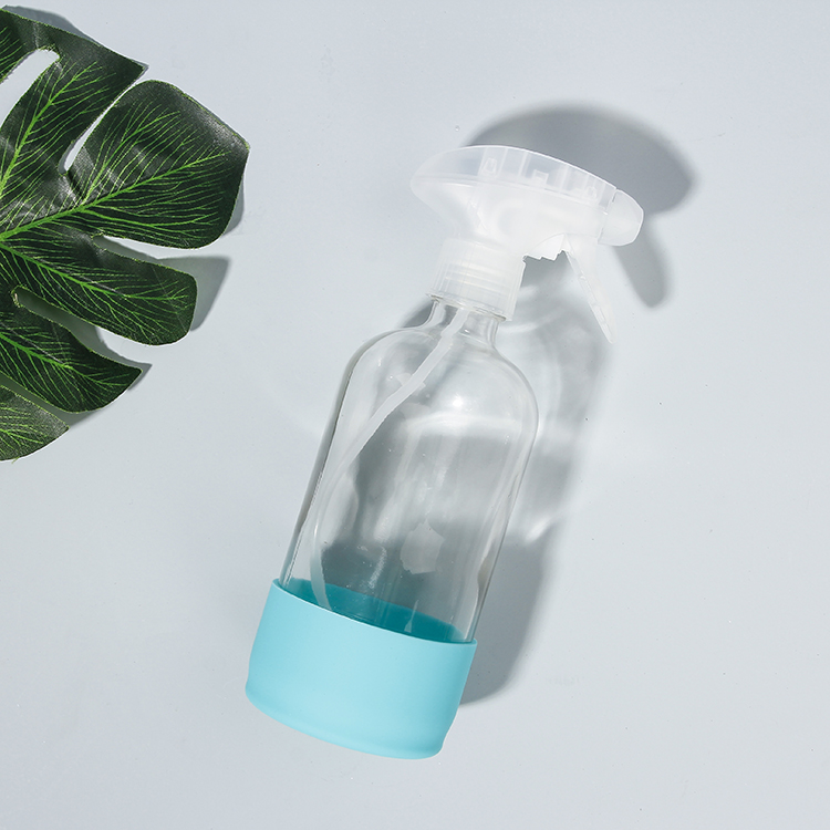 250ml 500ml Silicon Sleeve Bottom Anti-slip Glass Spray Bottle For Hand Sanitizer Cleaning Liquid