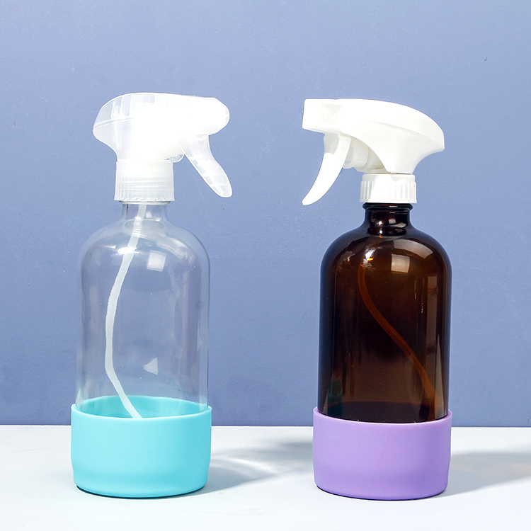 250ml 500ml Silicon Sleeve Bottom Anti-slip Glass Spray Bottle For Hand Sanitizer Cleaning Liquid
