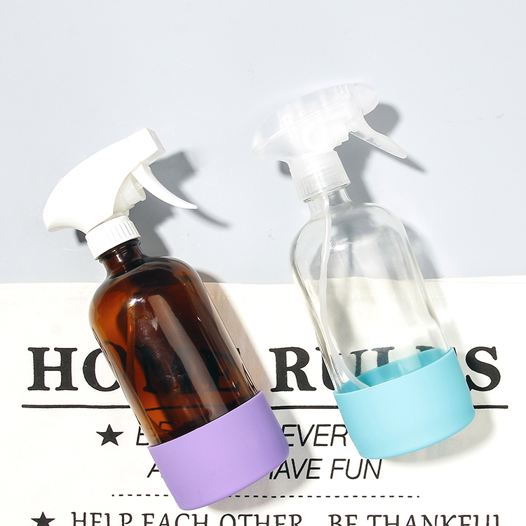 250ml 500ml Silicon Sleeve Bottom Anti-slip Glass Spray Bottle For Hand Sanitizer Cleaning Liquid