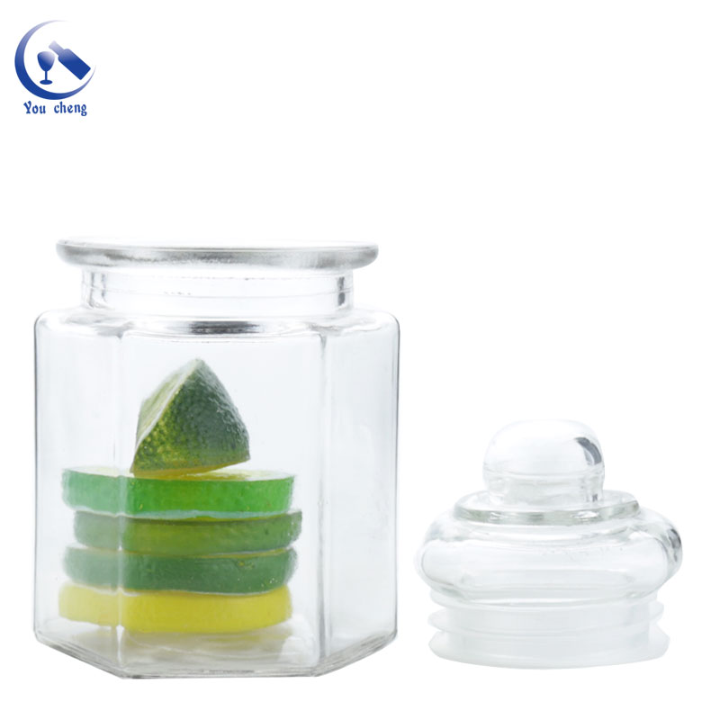 250ml 500ml Small Hexagon Glass Jars For Food Storage Glass Bottles Perfume Glass Jars Food
