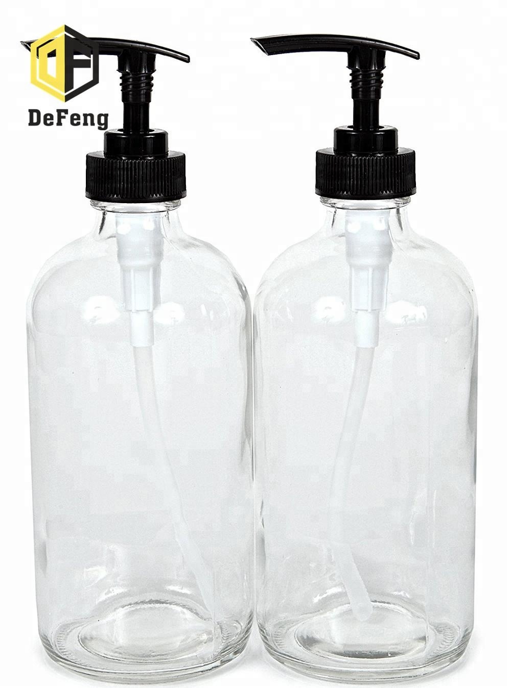 250ml 500ml Transparent emulsion pump glass bottle Shampoo bottle