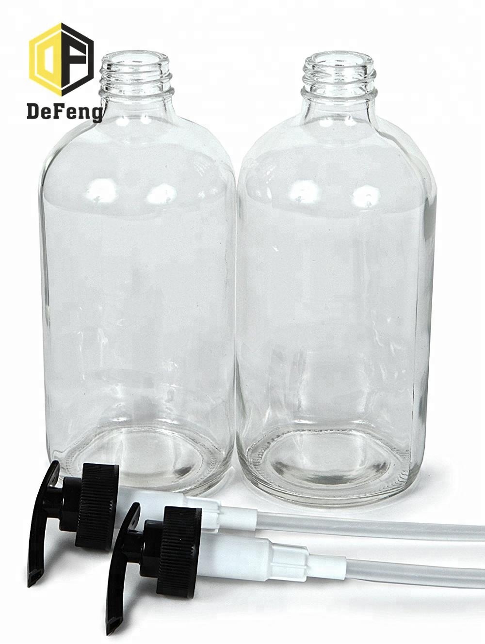 250ml 500ml Transparent emulsion pump glass bottle Shampoo bottle