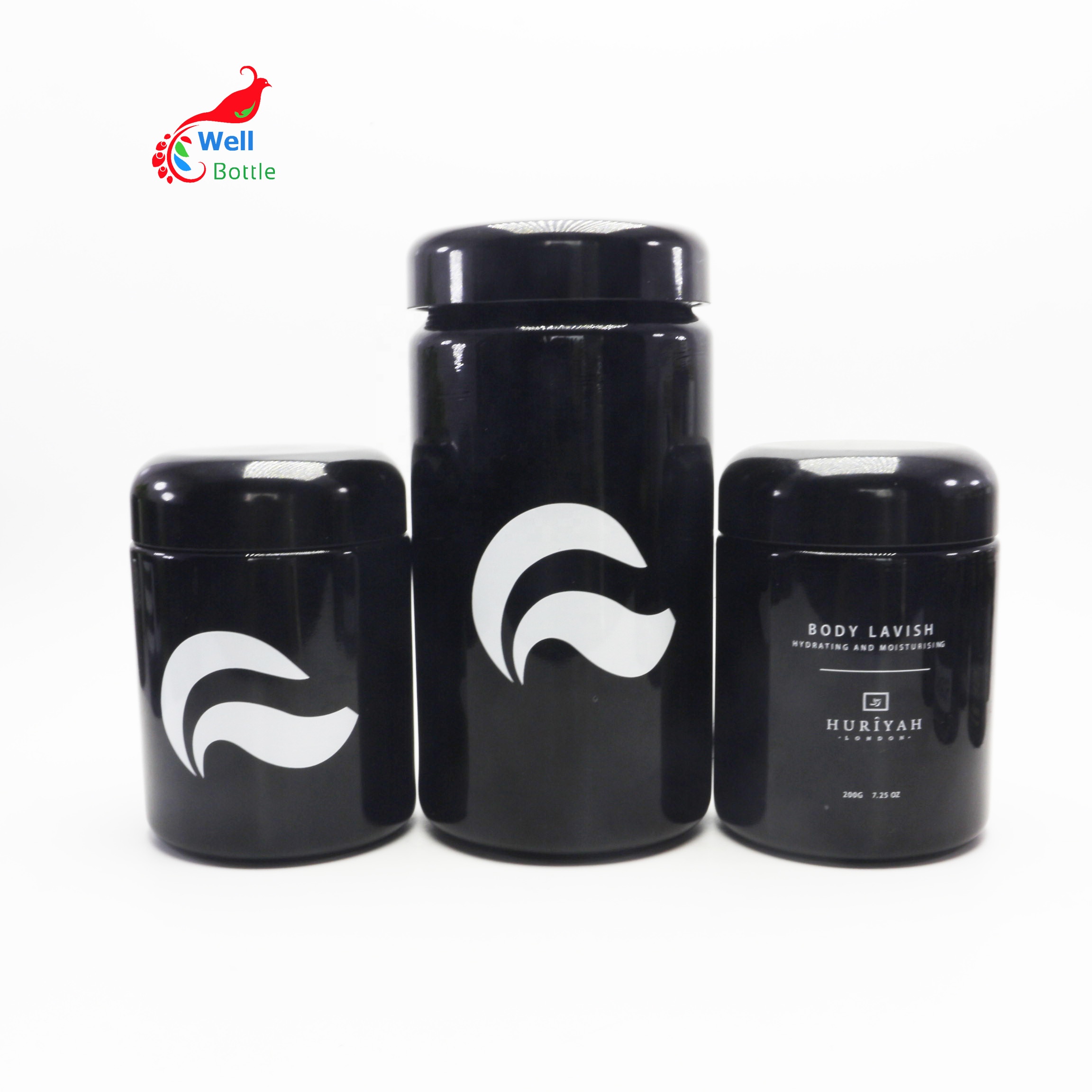 250ml 500ml UV black dark violet glass jar for herb weed Smell Proof Air Tight Storage Stash Glass Jar VJ-274D