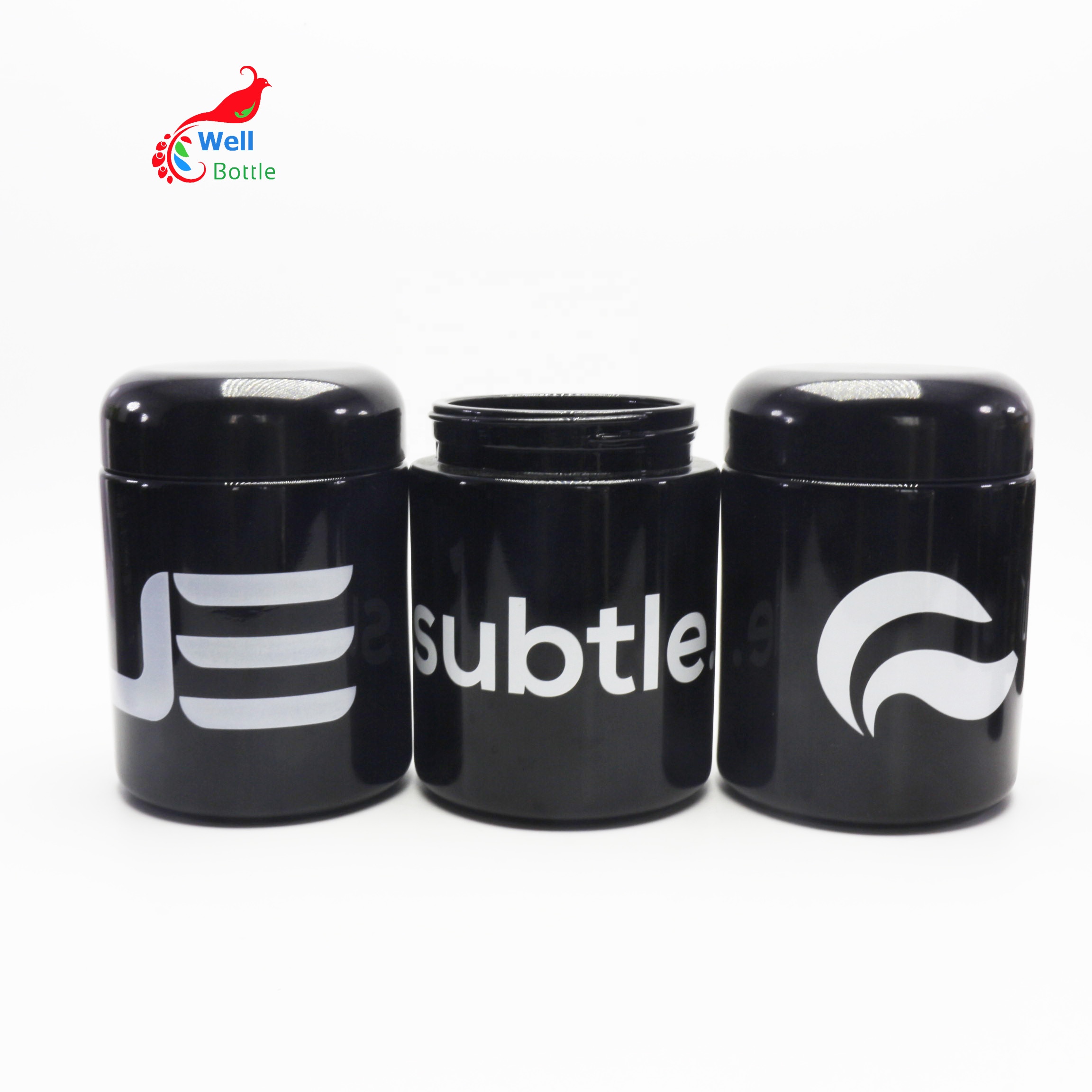 250ml 500ml UV black dark violet glass jar for herb weed Smell Proof Air Tight Storage Stash Glass Jar VJ-274D