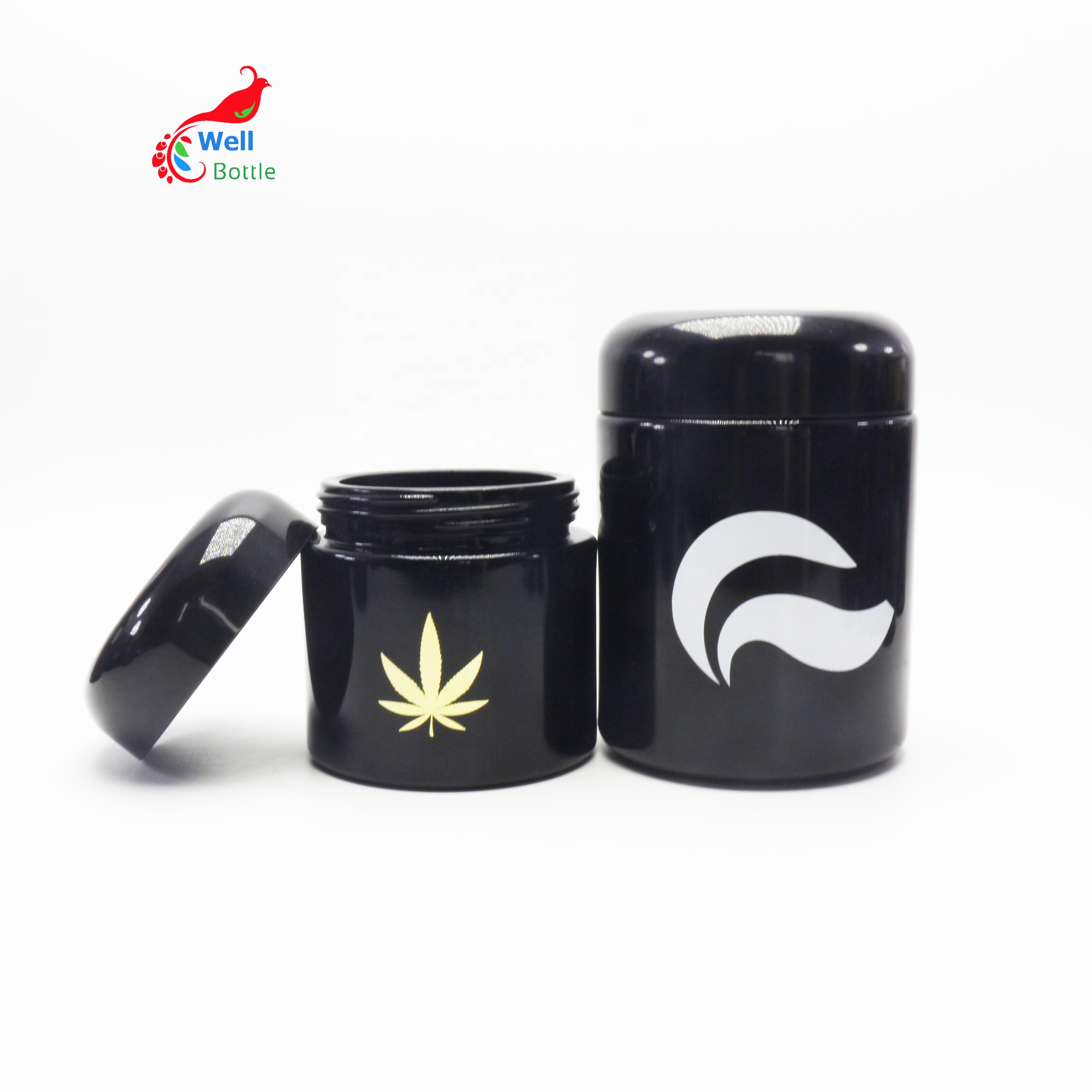 250ml 500ml UV black dark violet glass jar for herb weed Smell Proof Air Tight Storage Stash Glass Jar VJ-274D