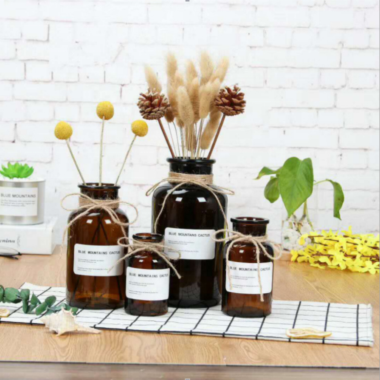 250ml 500ml Wide Mouth Lab Chemical Brown Amber Glass Reagent Bottle