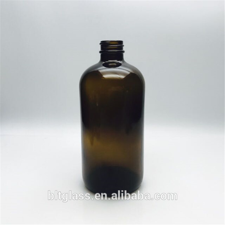 250ml 500ml amber boston round glass bottle with black lid for essential oil coffee beer juice