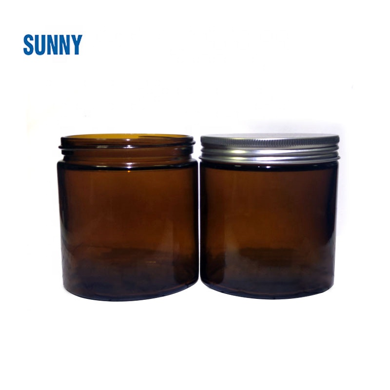 250ml 500ml amber wide mouth glass jar with cap