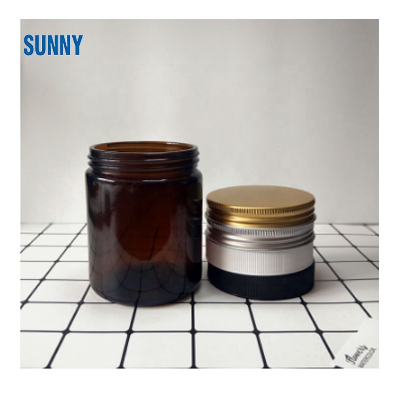 250ml 500ml amber wide mouth glass jar with cap
