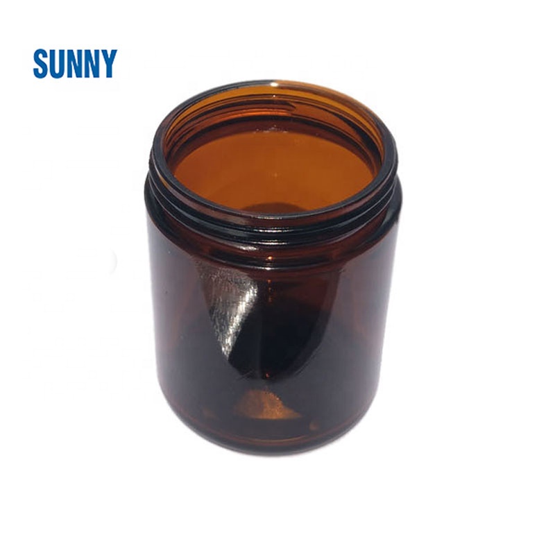 250ml 500ml amber wide mouth glass jar with cap