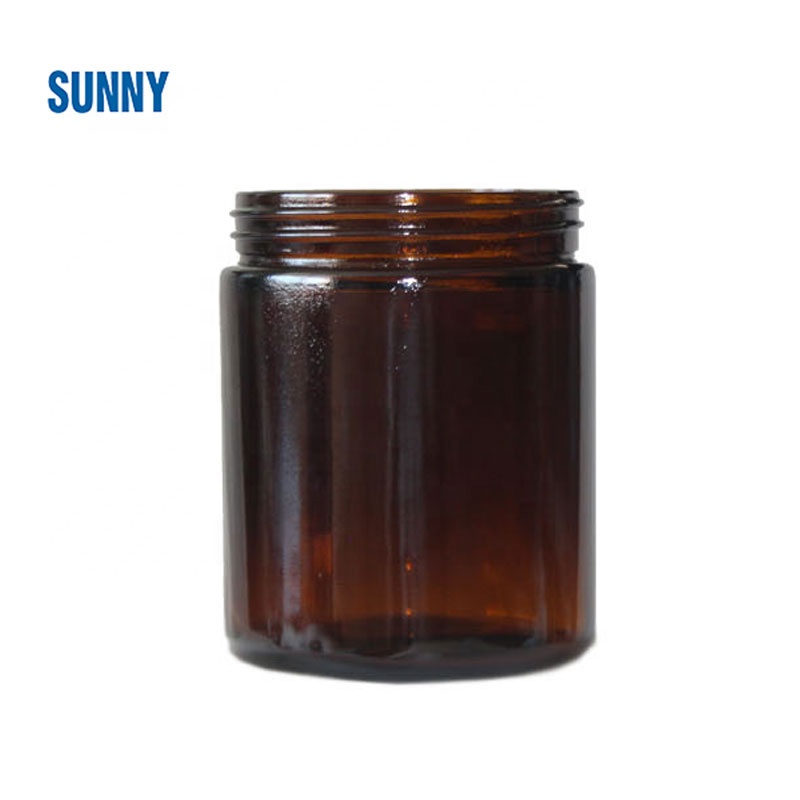 250ml 500ml amber wide mouth glass jar with cap