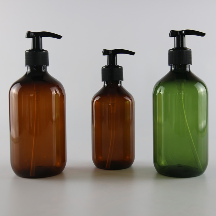 250ml 500ml and 8.5oz 16oz amber PET plastic lotion pump bottle Hand washing sanitizer shampoo travel bottle