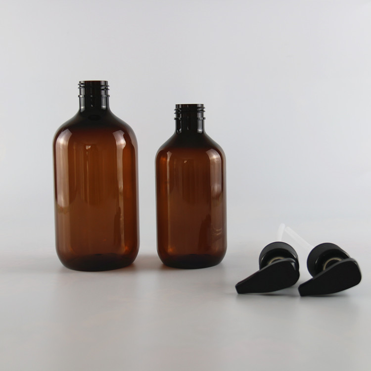 250ml 500ml and 8.5oz 16oz amber PET plastic lotion pump bottle Hand washing sanitizer shampoo travel bottle