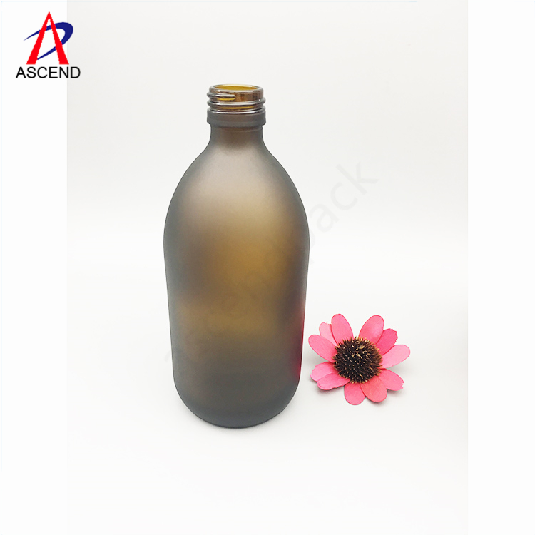 250ml 500ml frosted amber emulsion pump glass bottle Shampoo bottle foam lotion bottle with matte black metal pump