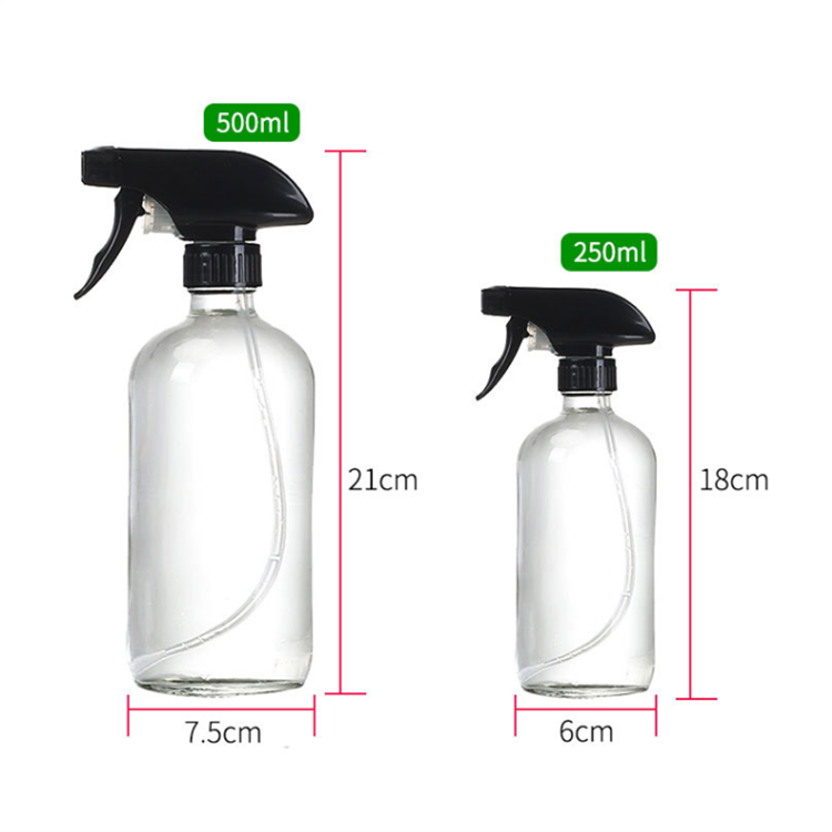 250ml 500ml round Boston pump lid glass bottle spray bottle for hand sanitizer