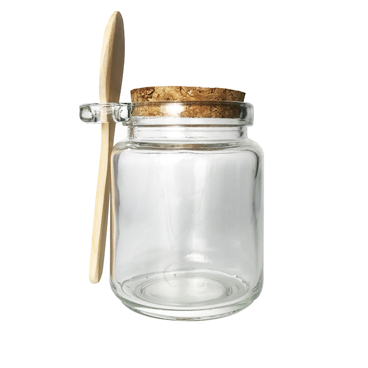 250ml 8.5oz Bath Salt Sugar Storage Glass Jars with Cork and Wood Spoon