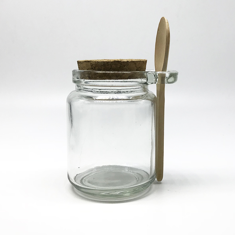 250ml 8.5oz Bath Salt Sugar Storage Glass Jars with Cork and Wood Spoon