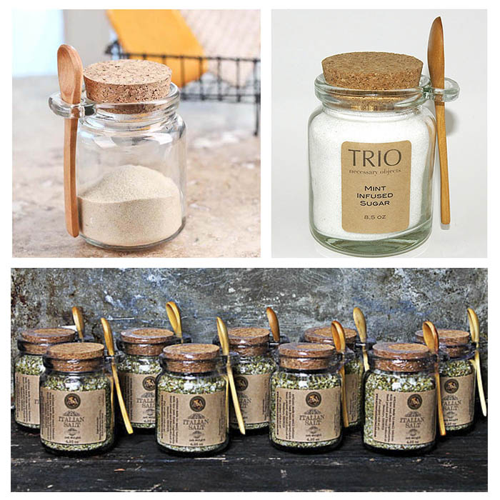 250ml 8.5oz Bath Salt Sugar Storage Glass Jars with Cork and Wood Spoon