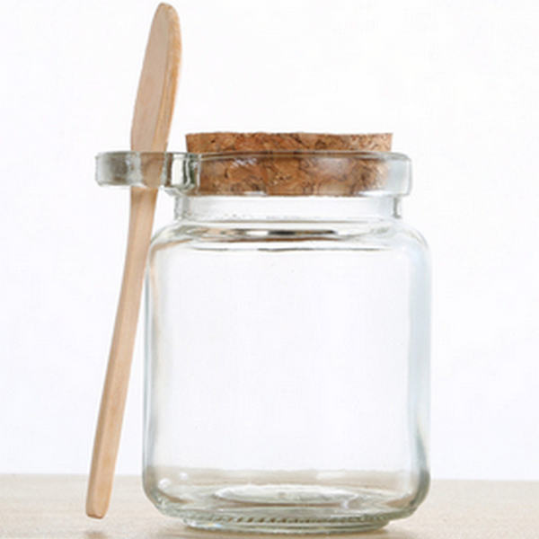 250ml 8.5oz Herbs Spice Tea Glass Jar Storage Container with Wood Lid and Spoon