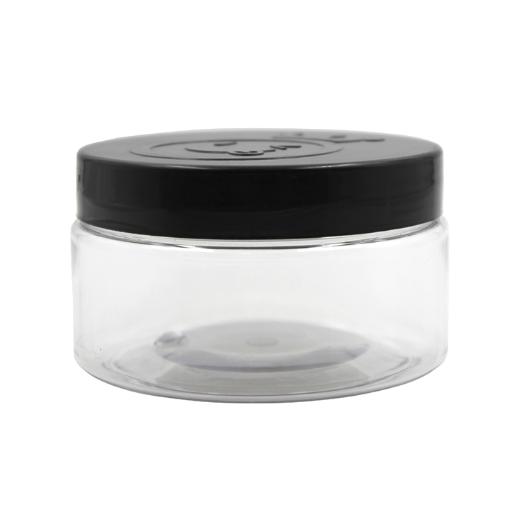 250ml 8 Oz Empty Pet Clear Plastic Jar With Black Lid